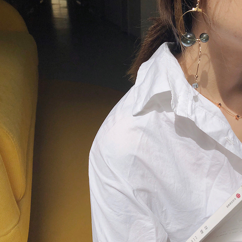 Vintage Geometric Alloy Earrings — Sculptural Drop Bar & Ring Design, Electroplated Lightweight Statement Jewelry