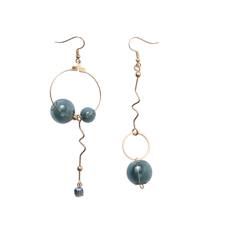 Vintage Geometric Alloy Earrings — Sculptural Drop Bar & Ring Design, Electroplated Lightweight Statement Jewelry