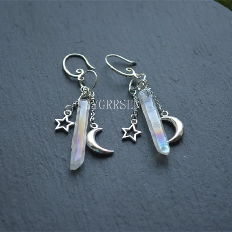 Celestial Moon Quartz Drop Earrings