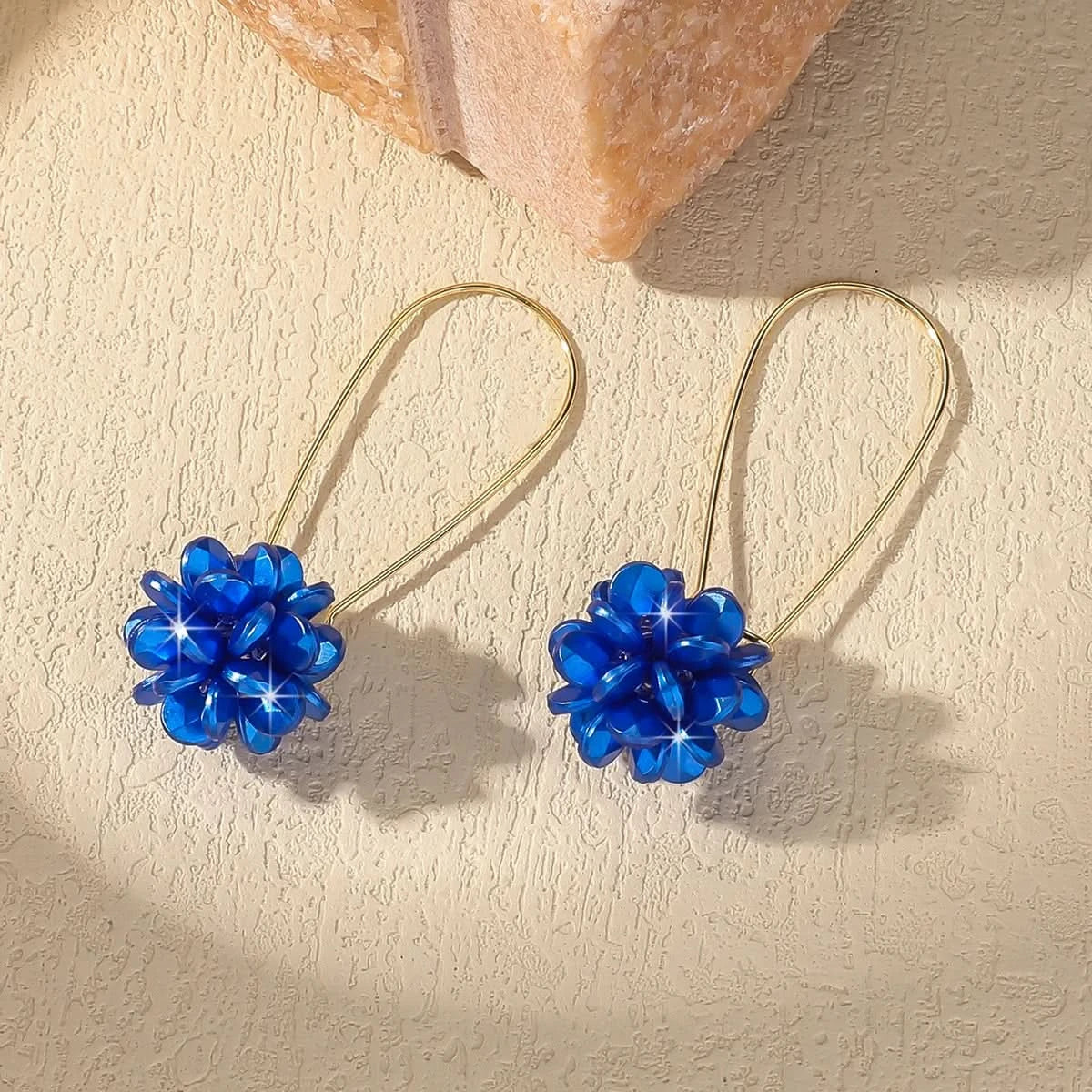 Pearl petal floral earrings full view