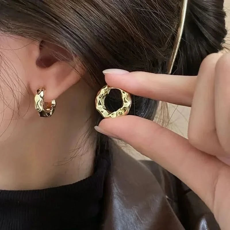 Chunky Stainless Steel Hoop Earrings - Bold Retro-Style Statement Jewelry