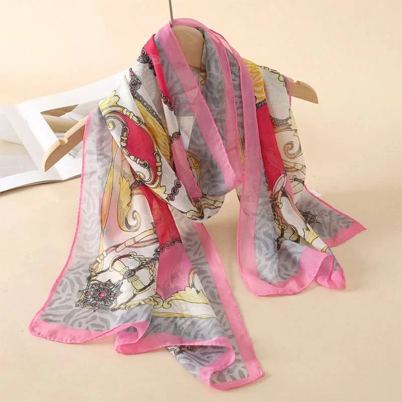 Lightweight Chiffon Scarf - Printed Shawl, Versatile Wrap, Travel-Friendly