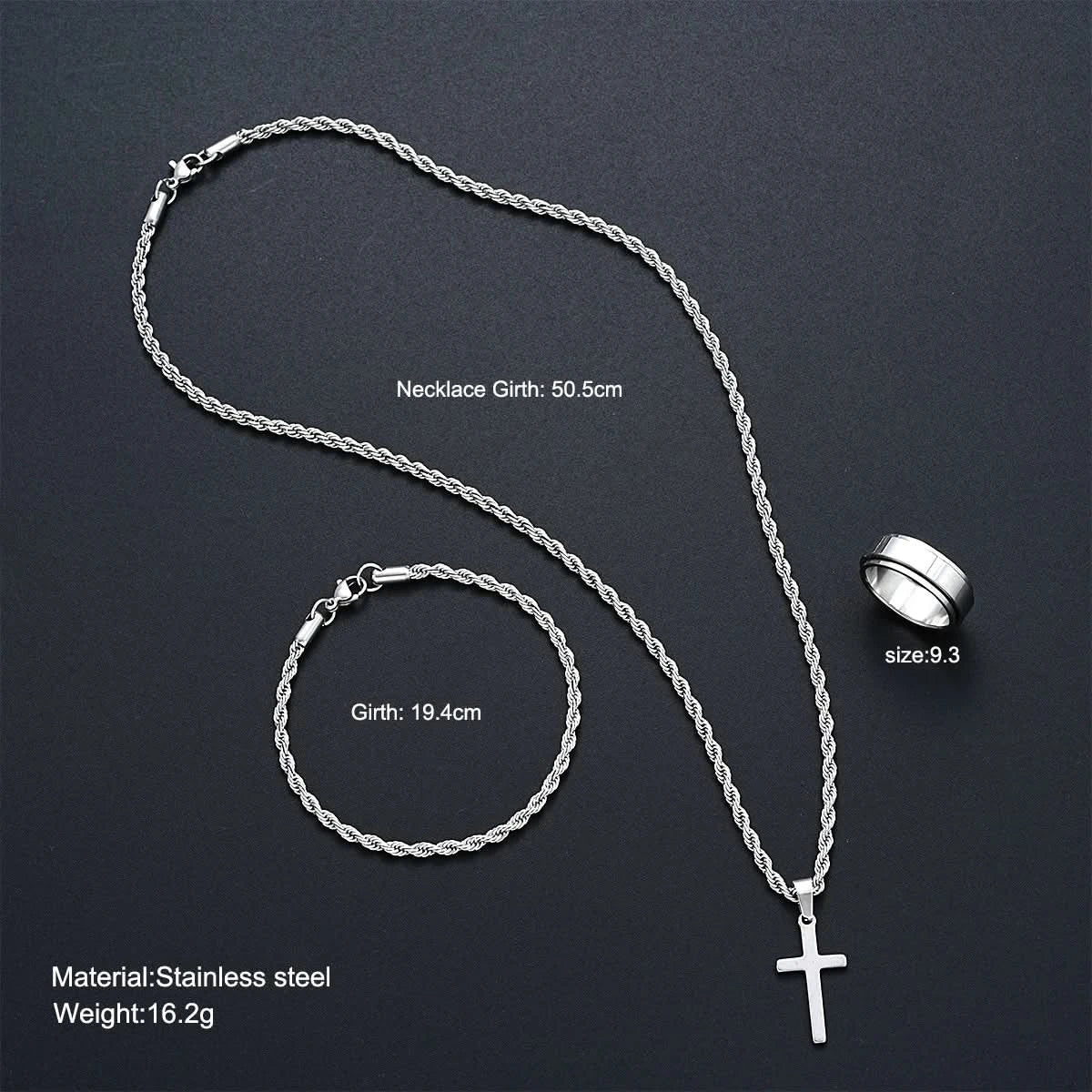 Cross jewelry set unisex styling shot