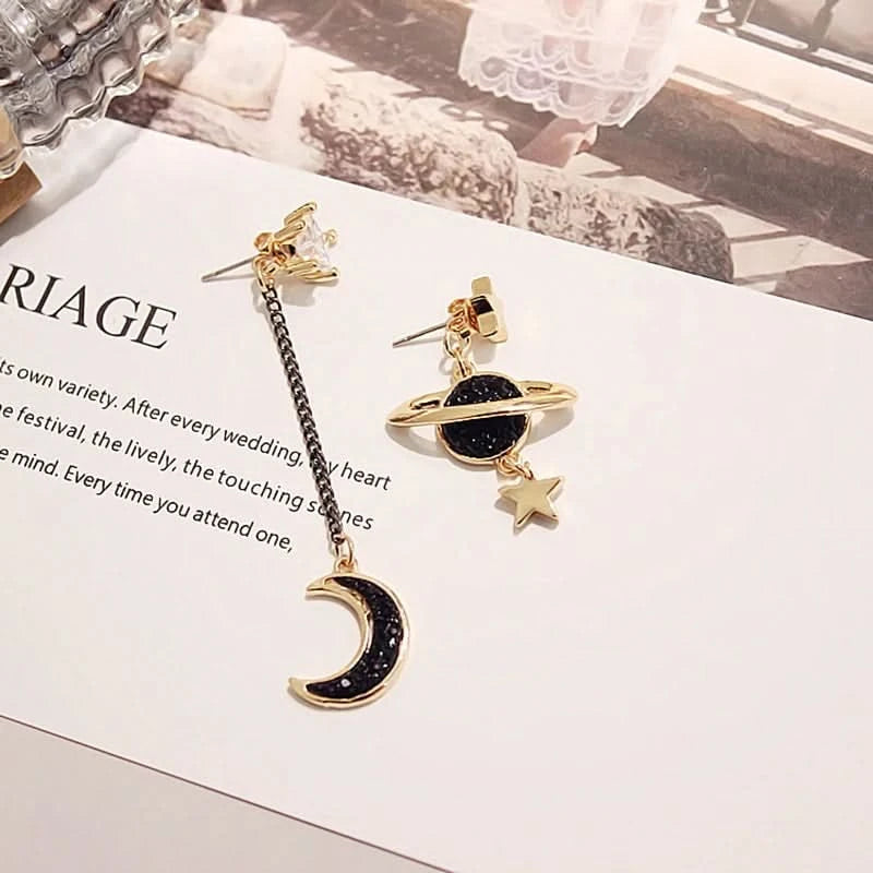Sun moon earrings side profile