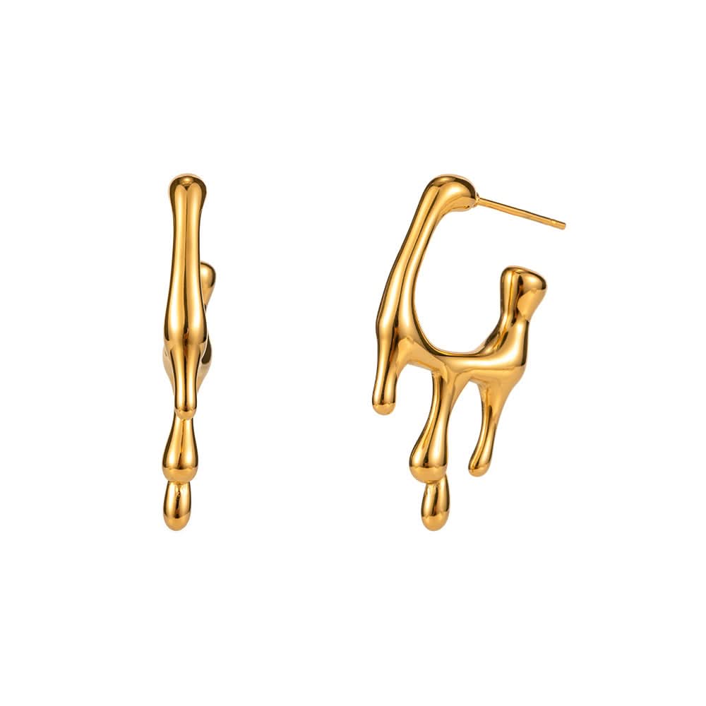 Molten drip earrings close-up sculptural detail
