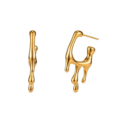 Molten drip earrings close-up sculptural detail