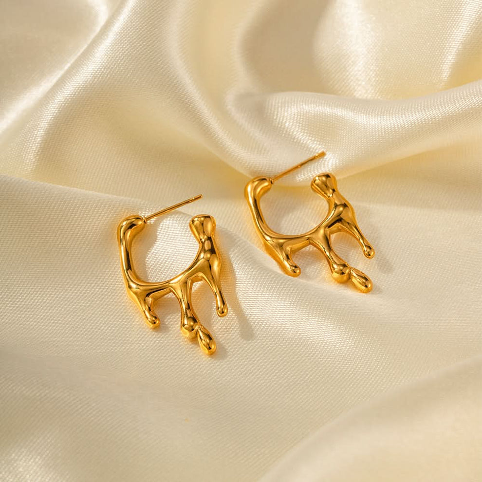 18K gold molten drip earrings — main view