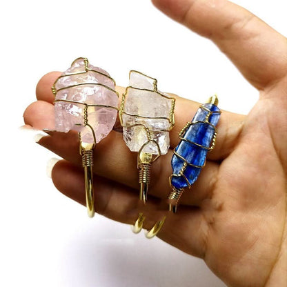Crystal cuff bracelet worn on wrist