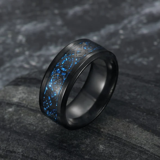 Basilisk Scale Titanium Steel Ring | Vintage Mythical Textured Band