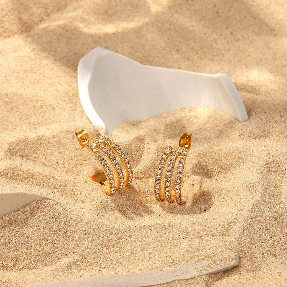 Zircon C-hoop earrings styled daily wear