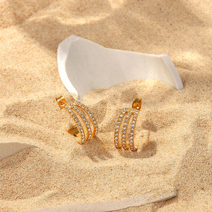 Zircon C-hoop earrings styled daily wear
