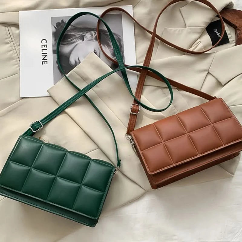 Square PU leather handbag in silver