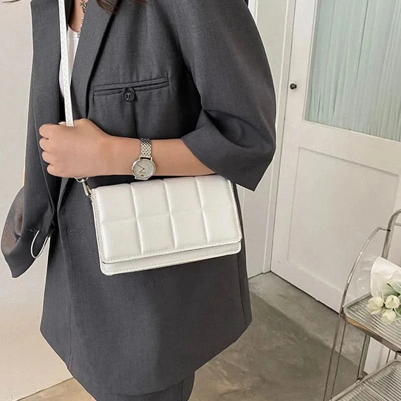 Square PU leather handbag in green