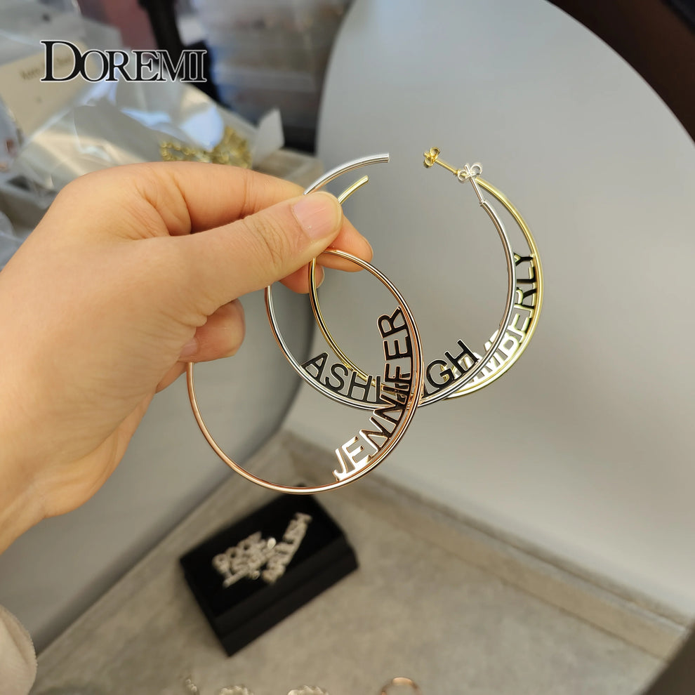 Custom name hoops in gold finish