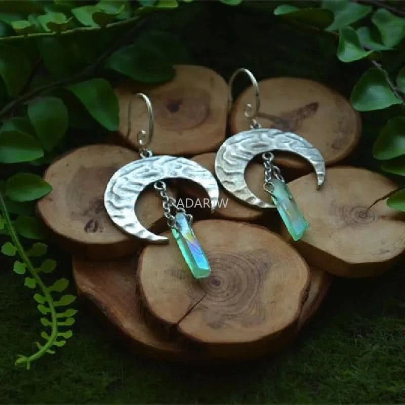 Celestial moon quartz drop earrings full overview