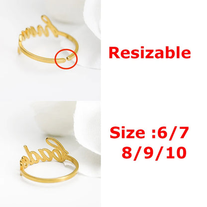 Custom name ring engraving close-up