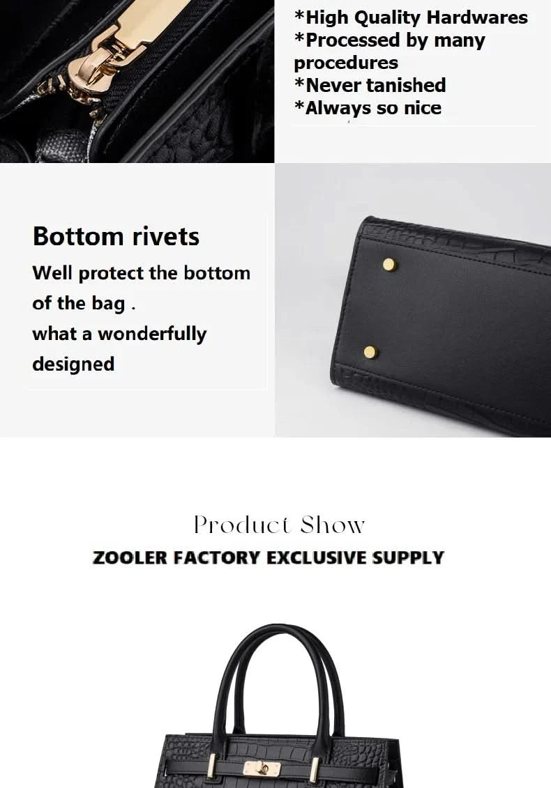 Genuine Cowhide Leather Tote Handbag - Structured Business Shoulder Bag