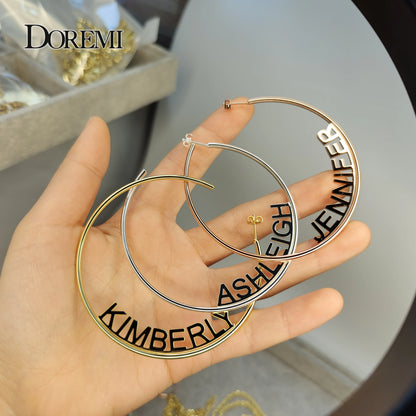 Custom name hoops in silver finish