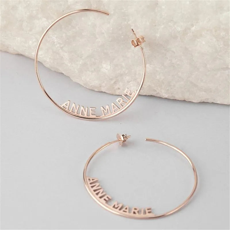 Custom name hoop earrings 70mm — main view