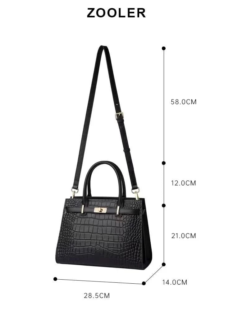 Genuine Cowhide Leather Tote Handbag - Structured Business Shoulder Bag
