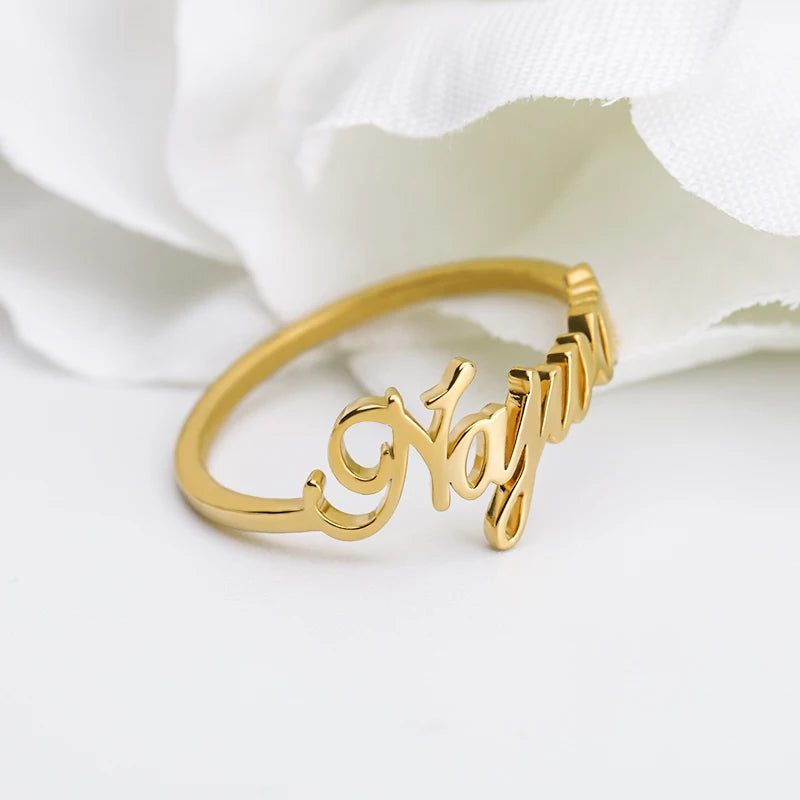 Custom name ring in 18K gold finish