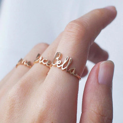 Custom name ring 18K gold-plated — main view
