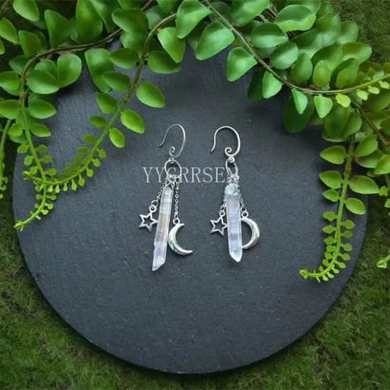 Moon quartz earrings in blue