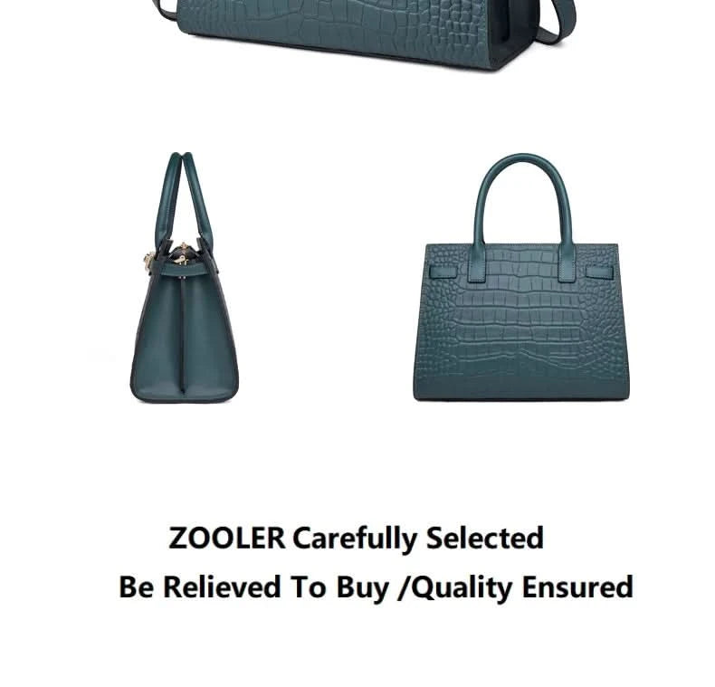 Genuine Cowhide Leather Tote Handbag - Structured Business Shoulder Bag