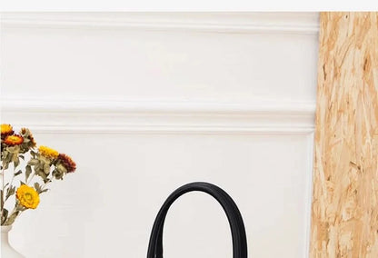 Genuine Cowhide Leather Tote Handbag - Structured Business Shoulder Bag