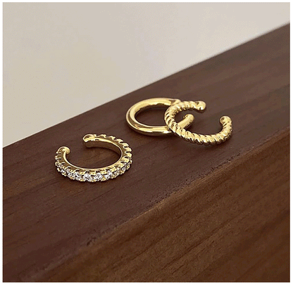 Ear cuff worn with casual outfit