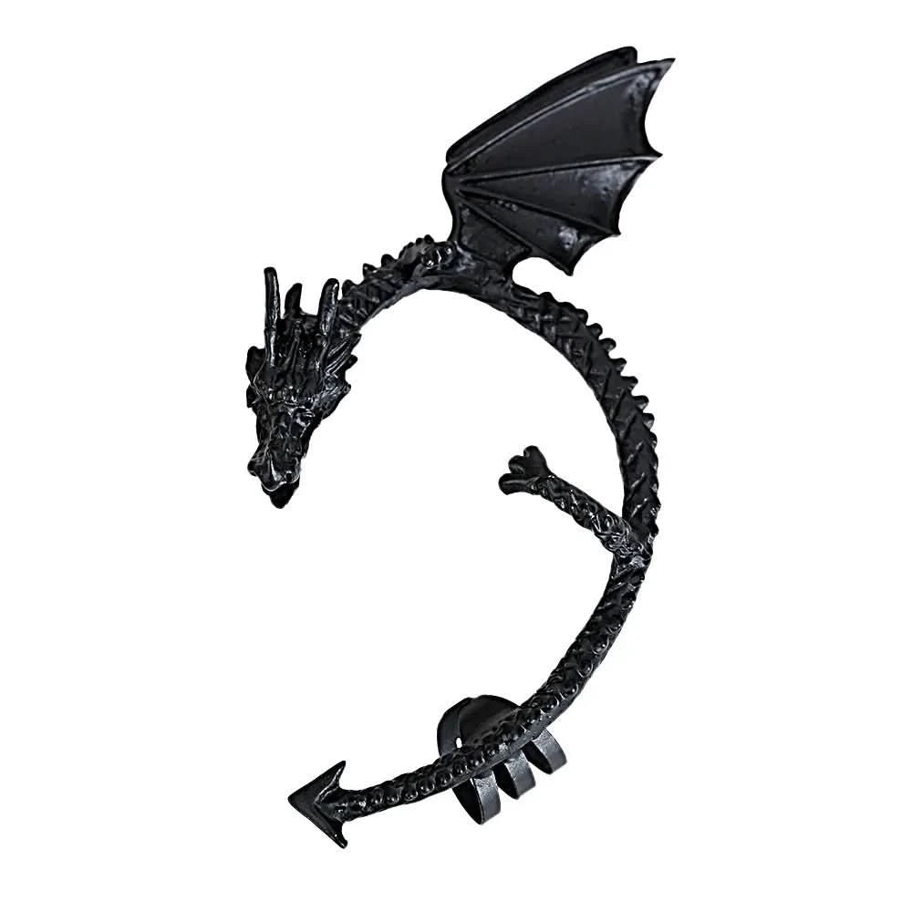 Dragon ear cuff in silver finish