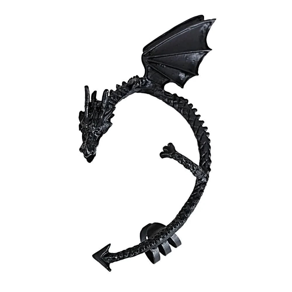 Dragon ear cuff in silver finish