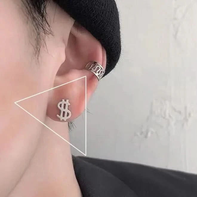 Tibetan Silver Stud Hoop Earrings — Geometric Trendy Minimalist Daily Pair