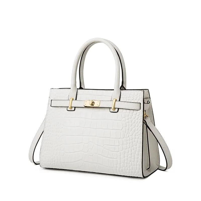 Genuine Cowhide Leather Tote Handbag - Structured Business Shoulder Bag