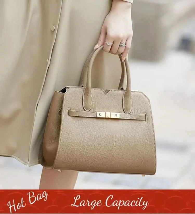 Cowhide tote interior view
