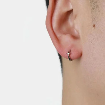 Tibetan Silver Stud Hoop Earrings — Geometric Trendy Minimalist Daily Pair