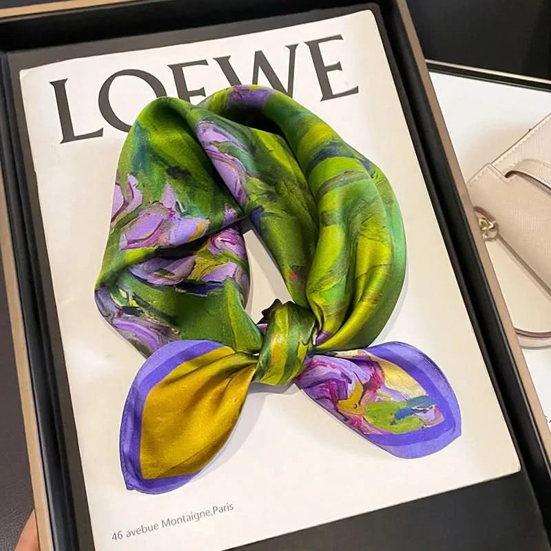 100% Real Silk Square Scarf (53cm) - Luxury Printed Multi-Style Accessory