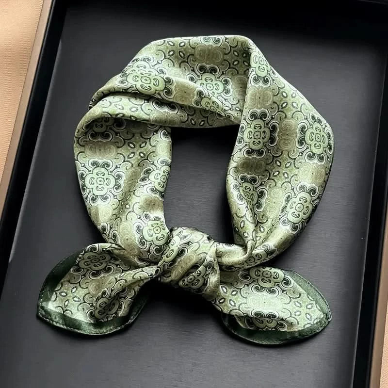 100% Real Silk Square Scarf (53cm) - Luxury Printed Multi-Style Accessory