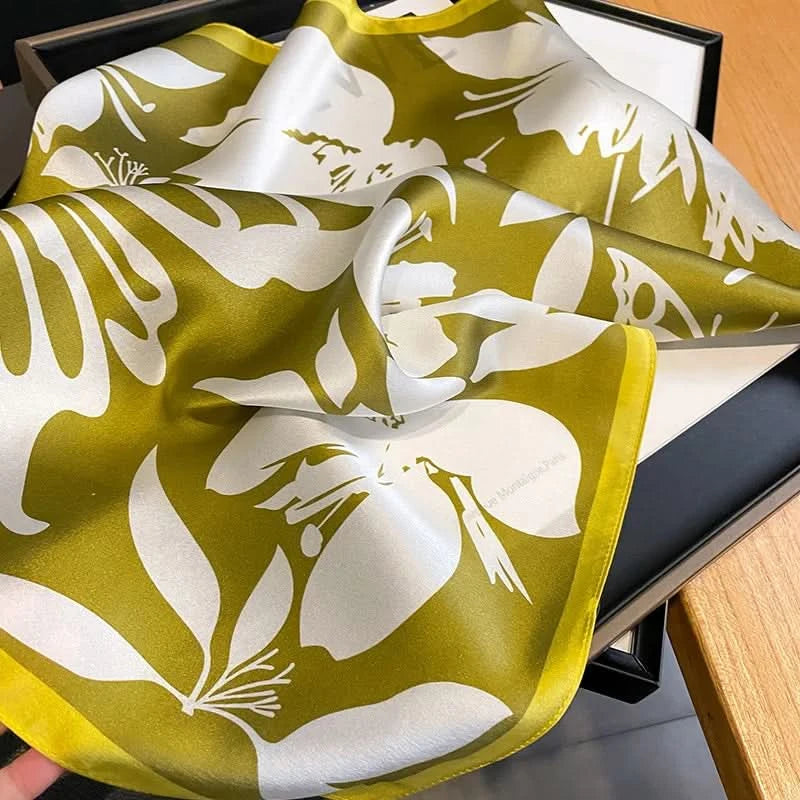 100% Real Silk Square Scarf (53cm) - Luxury Printed Multi-Style Accessory