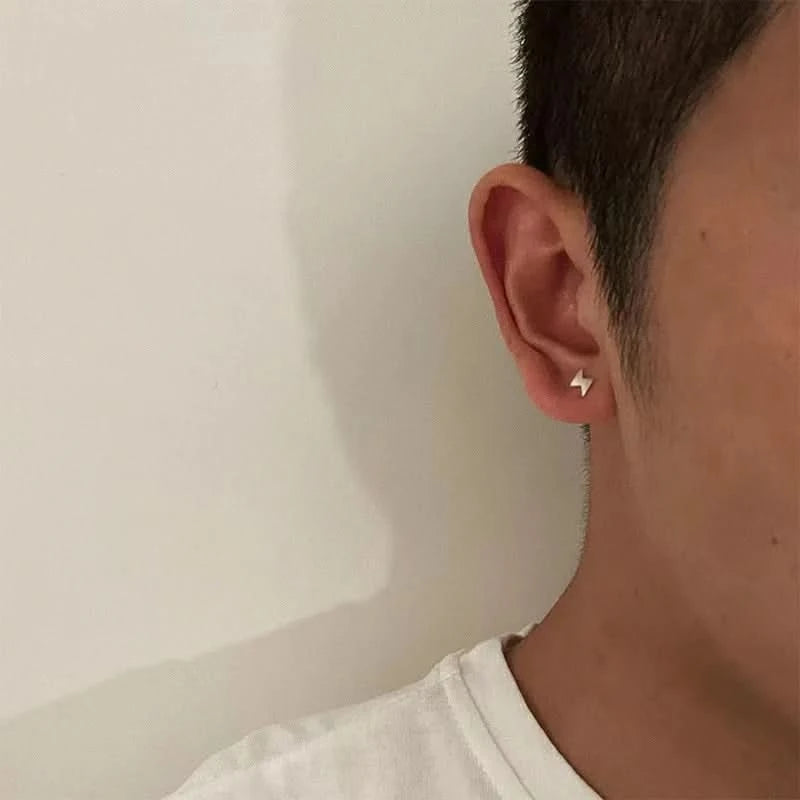 Tibetan Silver Stud Hoop Earrings — Geometric Trendy Minimalist Daily Pair