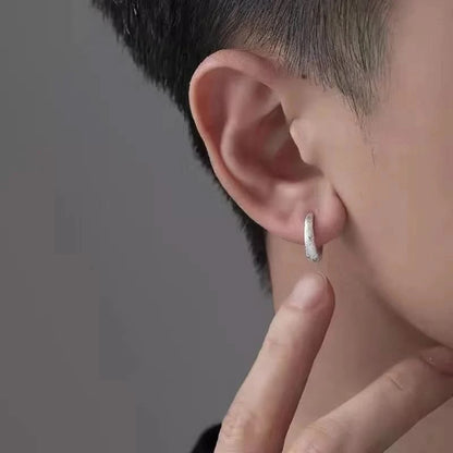 Tibetan Silver Stud Hoop Earrings — Geometric Trendy Minimalist Daily Pair