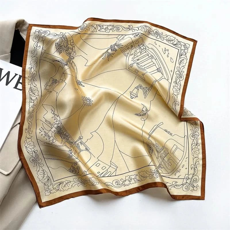 100% Real Silk Square Scarf (53cm) - Luxury Printed Multi-Style Accessory