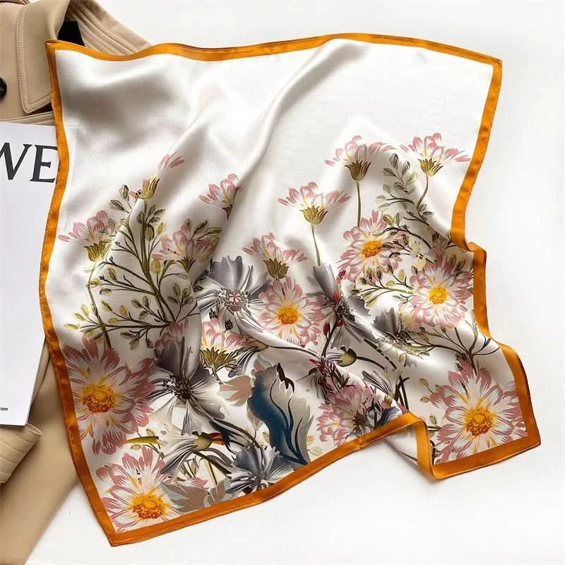 100% Real Silk Square Scarf (53cm) - Luxury Printed Multi-Style Accessory