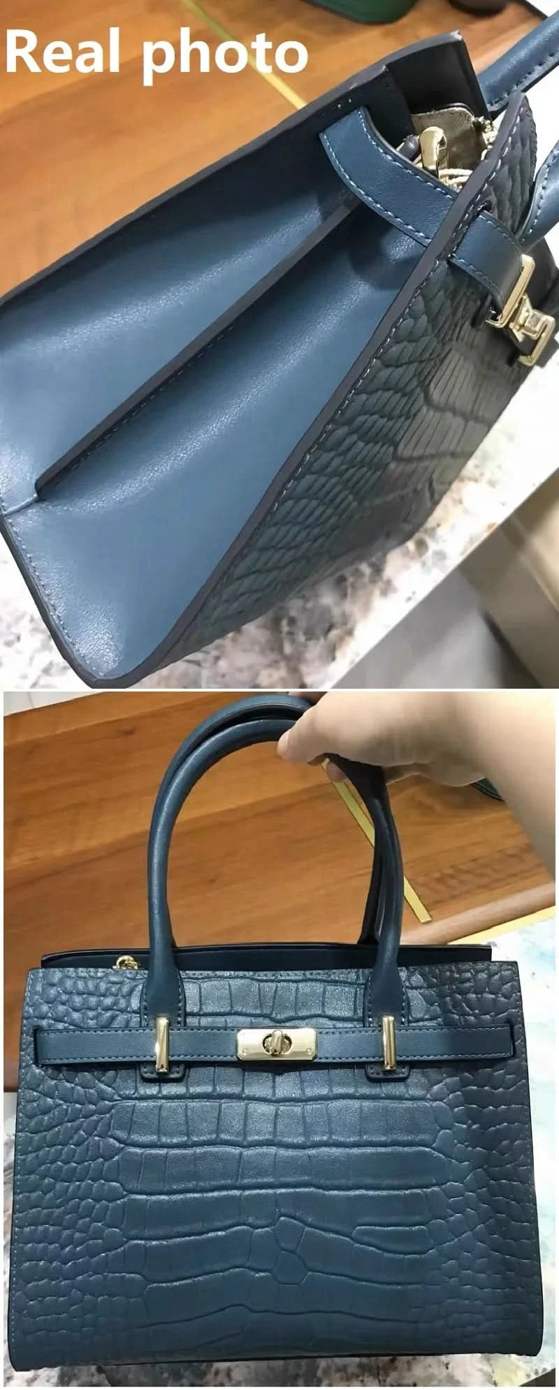 Genuine Cowhide Leather Tote Handbag - Structured Business Shoulder Bag
