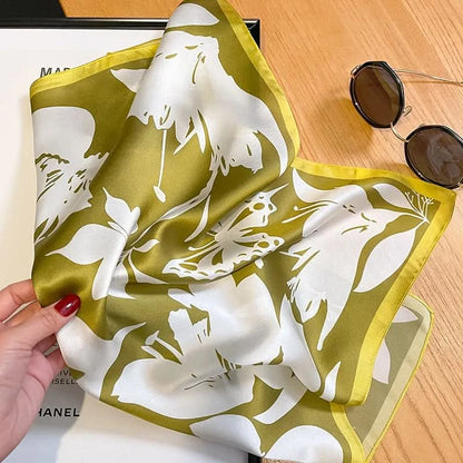 100% Real Silk Square Scarf (53cm) - Luxury Printed Multi-Style Accessory