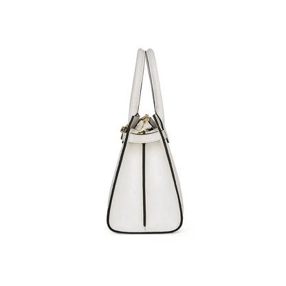 Cowhide leather tote in white