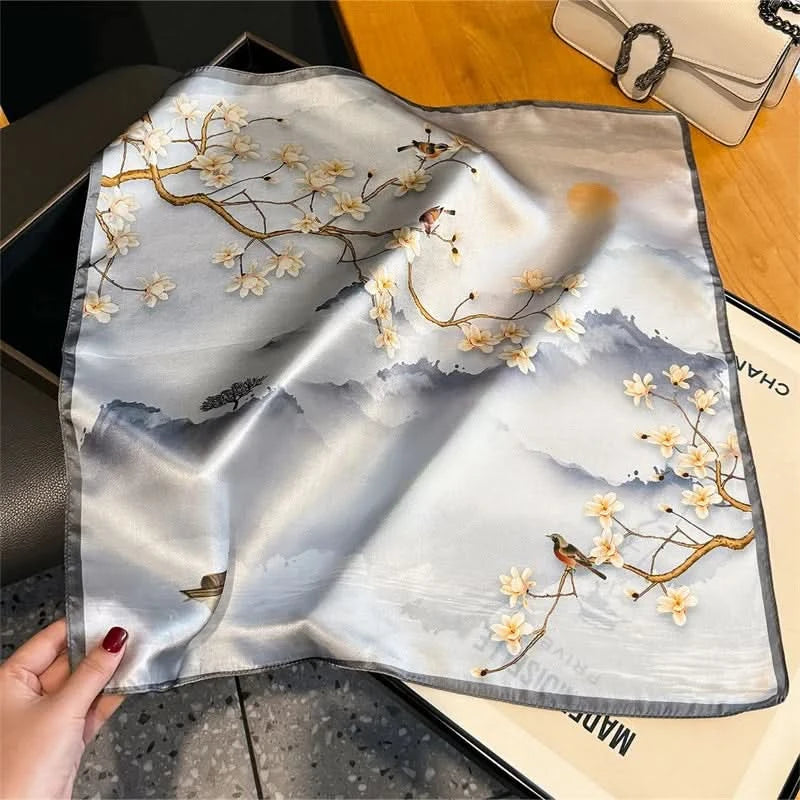 100% Real Silk Square Scarf (53cm) - Luxury Printed Multi-Style Accessory