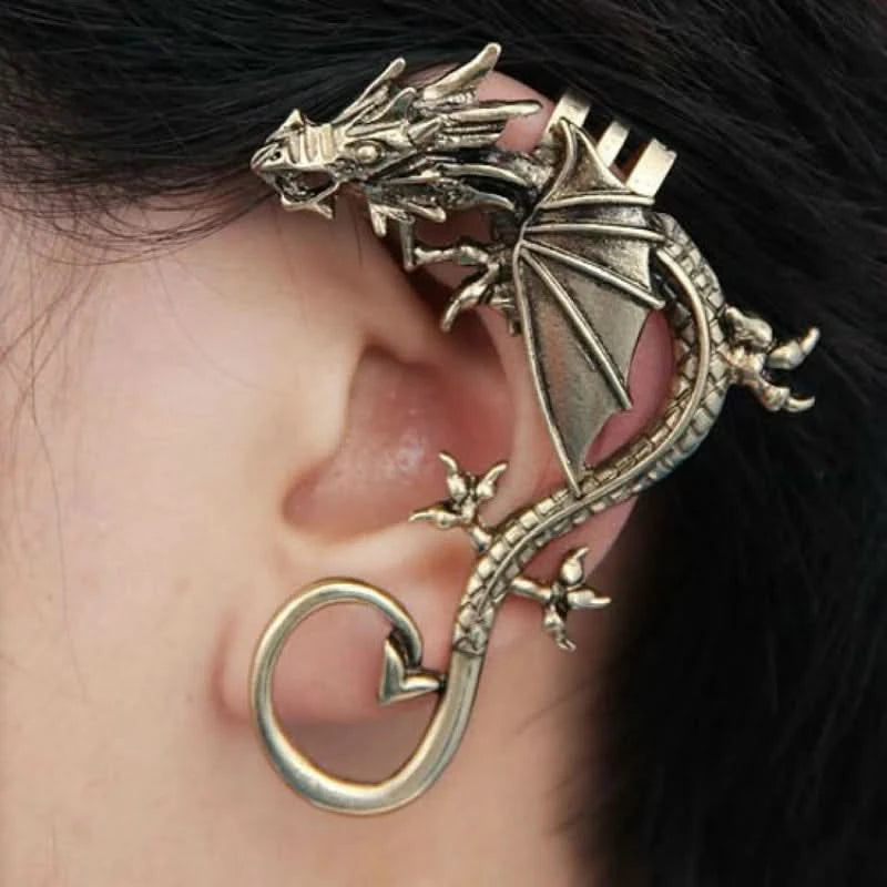Gothic Dragon Clip Ear Cuff - Punk Rock Zinc Alloy Unisex No-Piercing Earring
