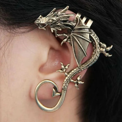 Gothic Dragon Clip Ear Cuff - Punk Rock Zinc Alloy Unisex No-Piercing Earring