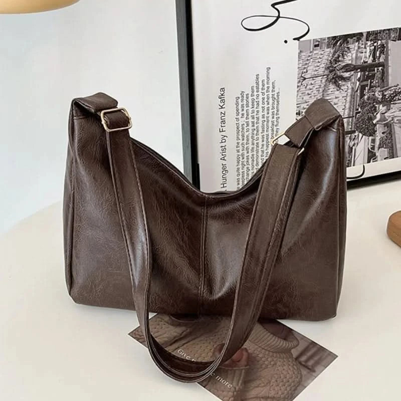 Soft Vegan Leather Slouchy Hobo Bag - Minimalist Everyday Tote, 3 Colors